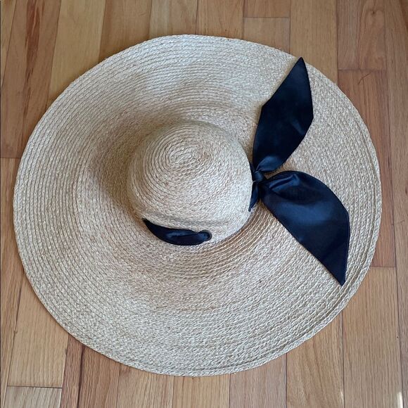 San Diego Hat Company Tan Wide Brim Hat with Black Bow - Picture 2 of 6